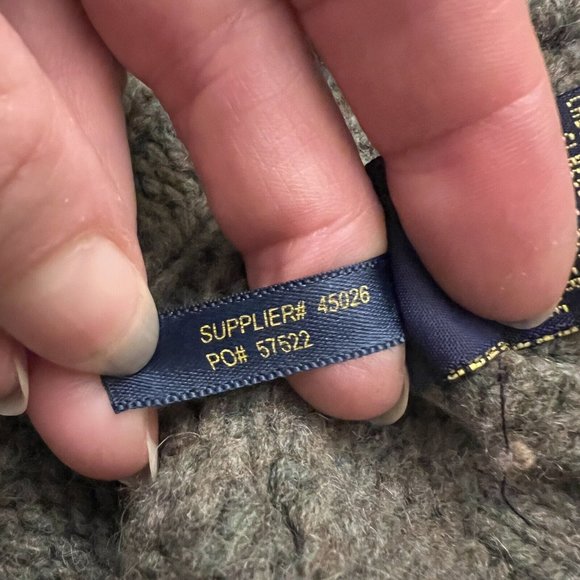 VTG Polo Ralph Lauren Shawl Collar Cable Cardigan Wool Sweater Army Green Medium - Picture 7 of 8